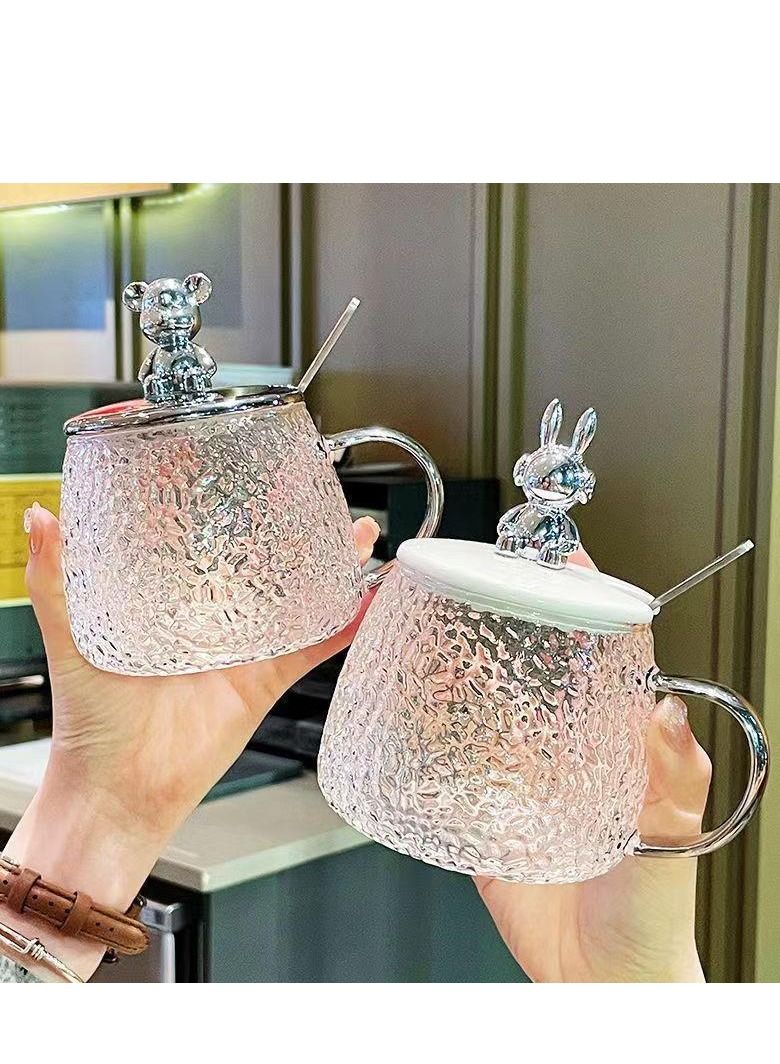 Teapot glass teapot filter teapot household heatproof hammer pattern heat-resistant flower teapot tea maker, tea set, little bear hammer pattern coffee cup - Image 5