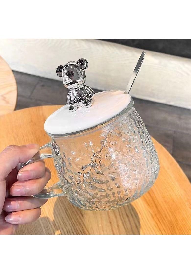 Teapot glass teapot filter teapot household heatproof hammer pattern heat-resistant flower teapot tea maker, tea set, little bear hammer pattern coffee cup - Image 3