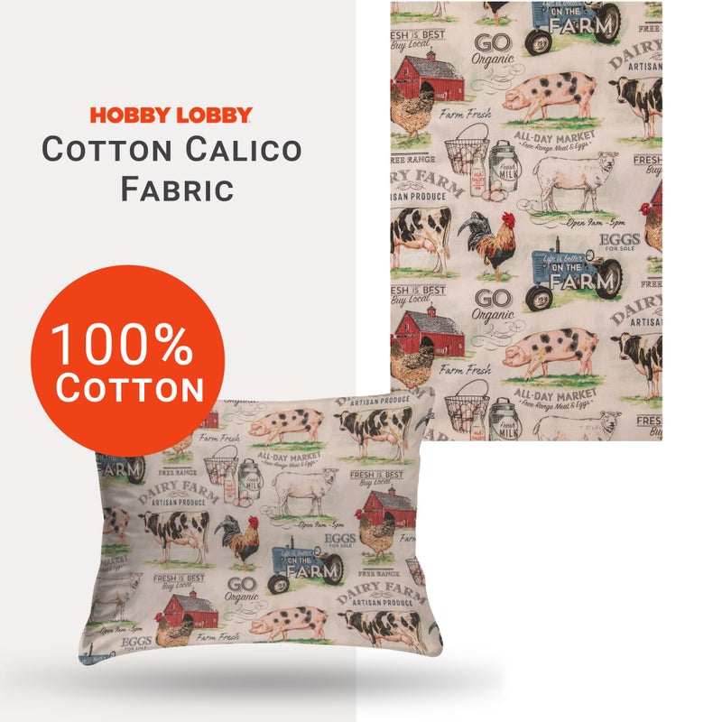 Hobby Lobby Dairy Farm Cotton Calico Fabric (1 Yard) - Printed Sewing Lightweight Precut Fabric for Clothes, Homeware & Accessories - Image 3