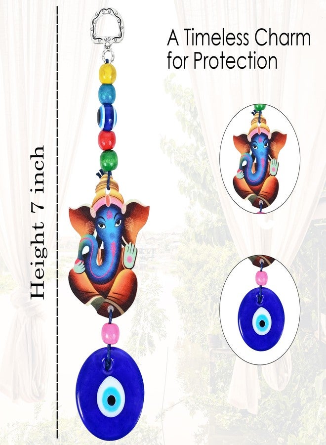 Hindcraft Home Decor, Gift Items for Women, Evil Eye Ganesha Ji with Nazar Dosh Nivaran Yantra Hanging for Home, Office, Car –Protects from Negative Vibes, Good Luck Charm, Thoughtful Gifts for Men - Image 2