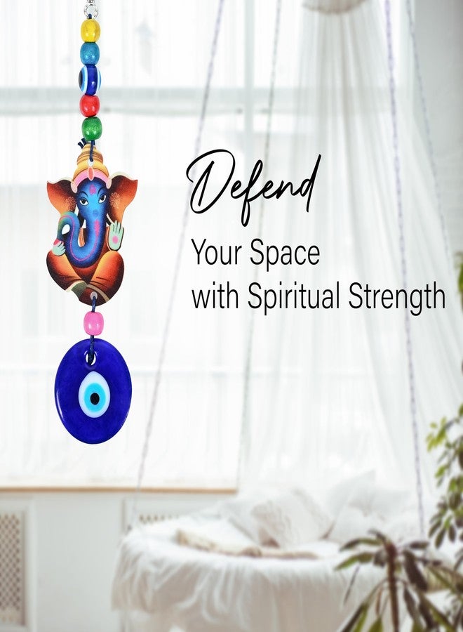 Hindcraft Home Decor, Gift Items for Women, Evil Eye Ganesha Ji with Nazar Dosh Nivaran Yantra Hanging for Home, Office, Car –Protects from Negative Vibes, Good Luck Charm, Thoughtful Gifts for Men - Image 3