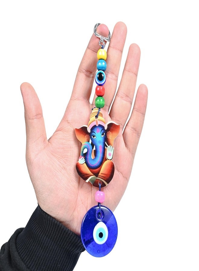 Hindcraft Home Decor, Gift Items for Women, Evil Eye Ganesha Ji with Nazar Dosh Nivaran Yantra Hanging for Home, Office, Car –Protects from Negative Vibes, Good Luck Charm, Thoughtful Gifts for Men - Image 1