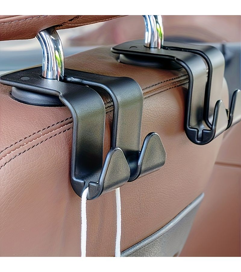 2pcs Car Hook Dual Storage Clips Space Saving PVC Material Suitable For All Vehicle Models For Hanging Bags And Accessories - Image 1