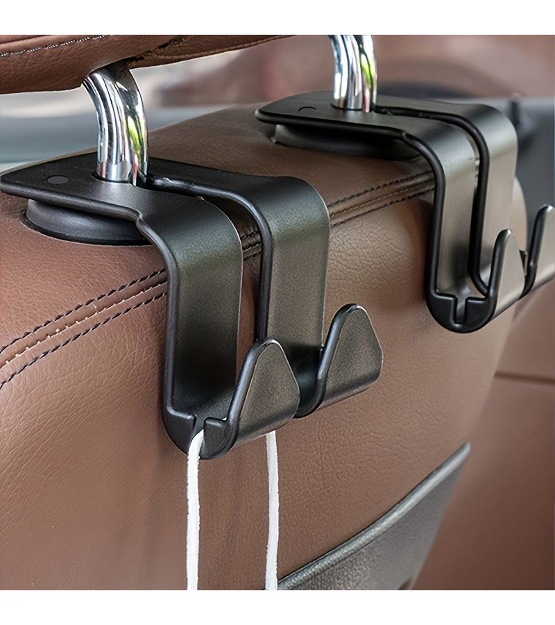 2pcs Car Hook Dual Storage Clips Space Saving PVC Material Suitable For All Vehicle Models For Hanging Bags And Accessories - Image 2