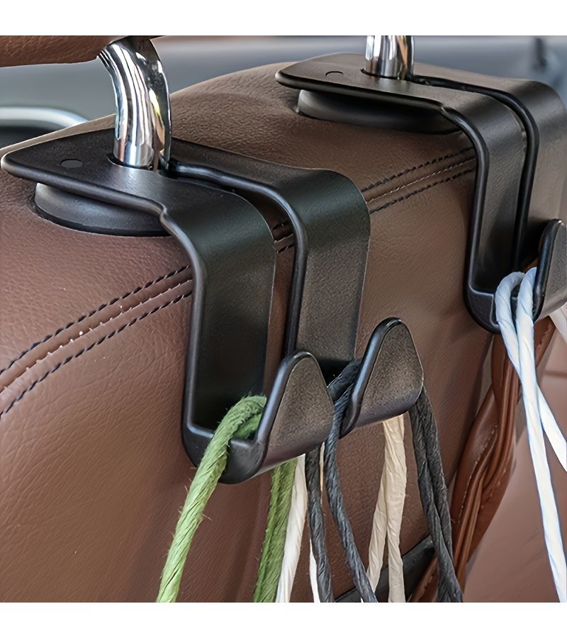 2pcs Car Hook Dual Storage Clips Space Saving PVC Material Suitable For All Vehicle Models For Hanging Bags And Accessories - Image 3