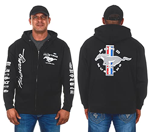 JH DESIGN GROUP Men's Ford Mustang Collage Black Zip Up Hoodie Sweatshirt (Large, CLG2-black) - Image 1