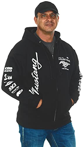 JH DESIGN GROUP Men's Ford Mustang Collage Black Zip Up Hoodie Sweatshirt (Large, CLG2-black) - Image 4
