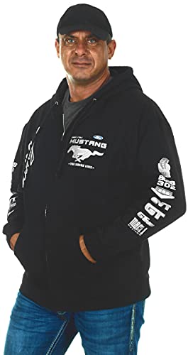 JH DESIGN GROUP Men's Ford Mustang Collage Black Zip Up Hoodie Sweatshirt (Large, CLG2-black) - Image 5