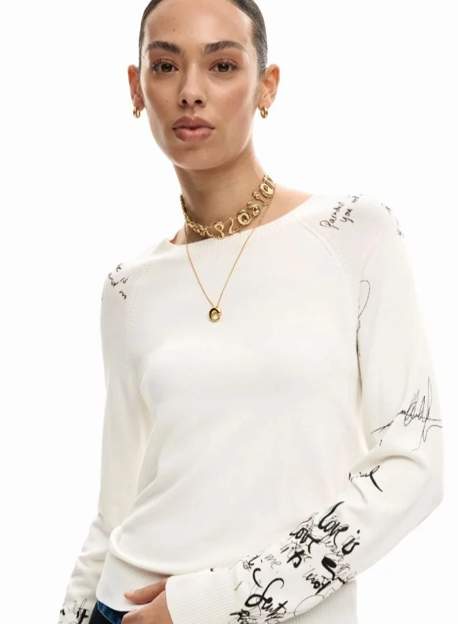 DESIGUAL White Jersey sleeves lettering for Women | Best Price UAE
