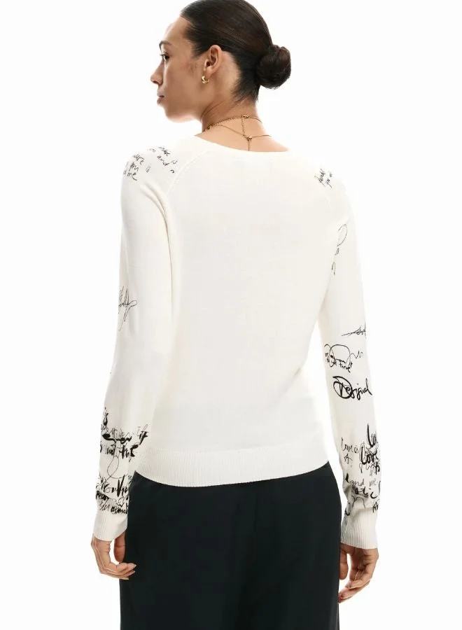 DESIGUAL White Jersey sleeves lettering for Women | Best Price UAE