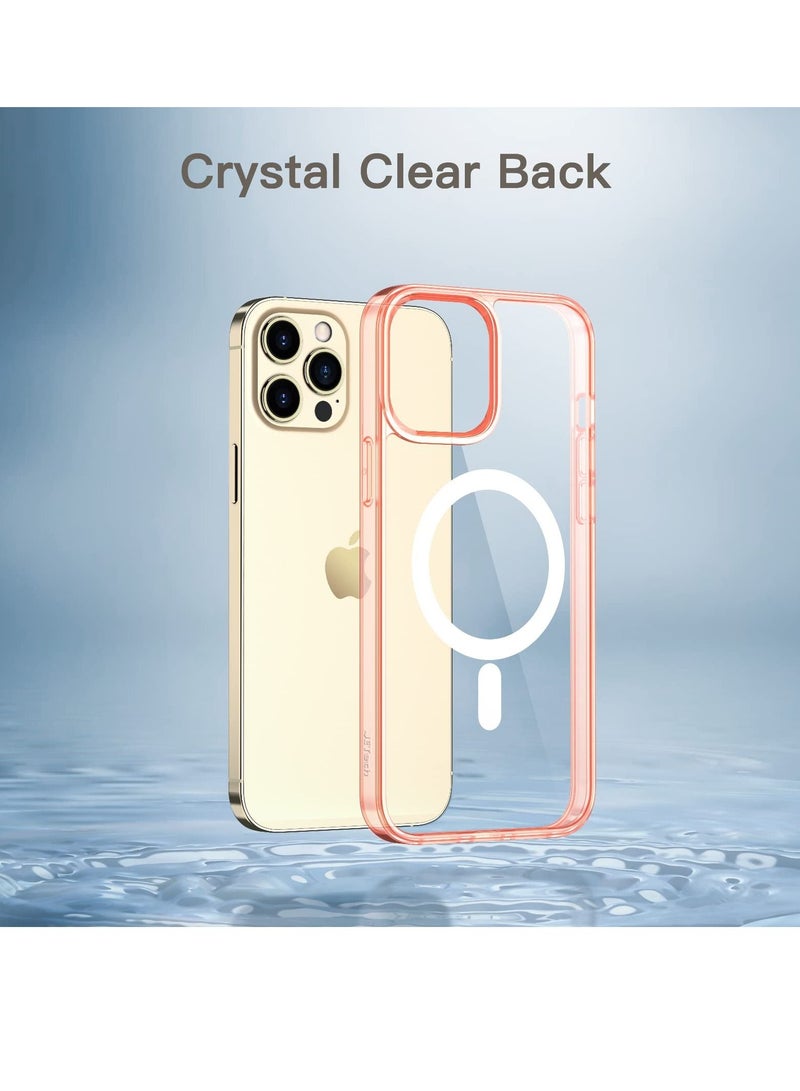 جي تيك جراب مغناطيسي لهاتف iPhone 12 Pro Max متوافق مع MagSafe Wireless Charging غطاء ممتص للصدمات للهاتف مضاد للخدش ظهر شفاف ذهبي وردي - Image 2
