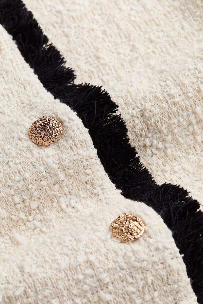 H&M Fringed bouclé-knit jacket