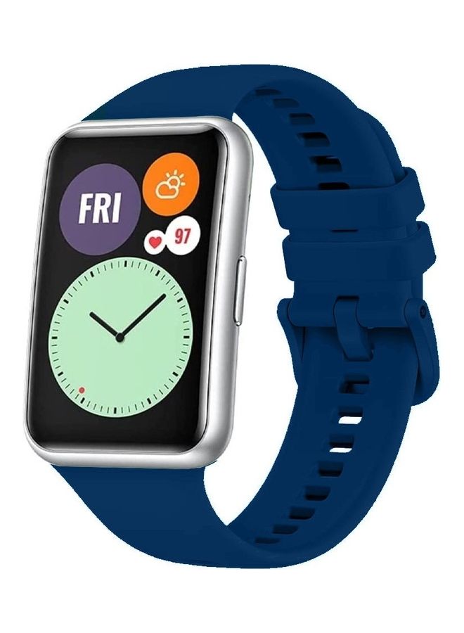 Loquat Adjustable Silicone Sport Watch Bands Replacement Wristband Compatible With Huawei Watch Fit 2 Dark Blue - Image 1