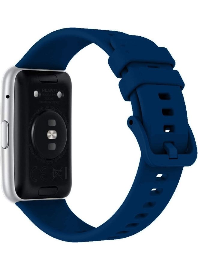 Loquat Adjustable Silicone Sport Watch Bands Replacement Wristband Compatible With Huawei Watch Fit 2 Dark Blue - Image 2