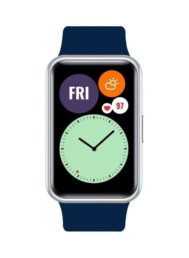 Loquat Adjustable Silicone Sport Watch Bands Replacement Wristband Compatible With Huawei Watch Fit 2 Dark Blue - Image 3