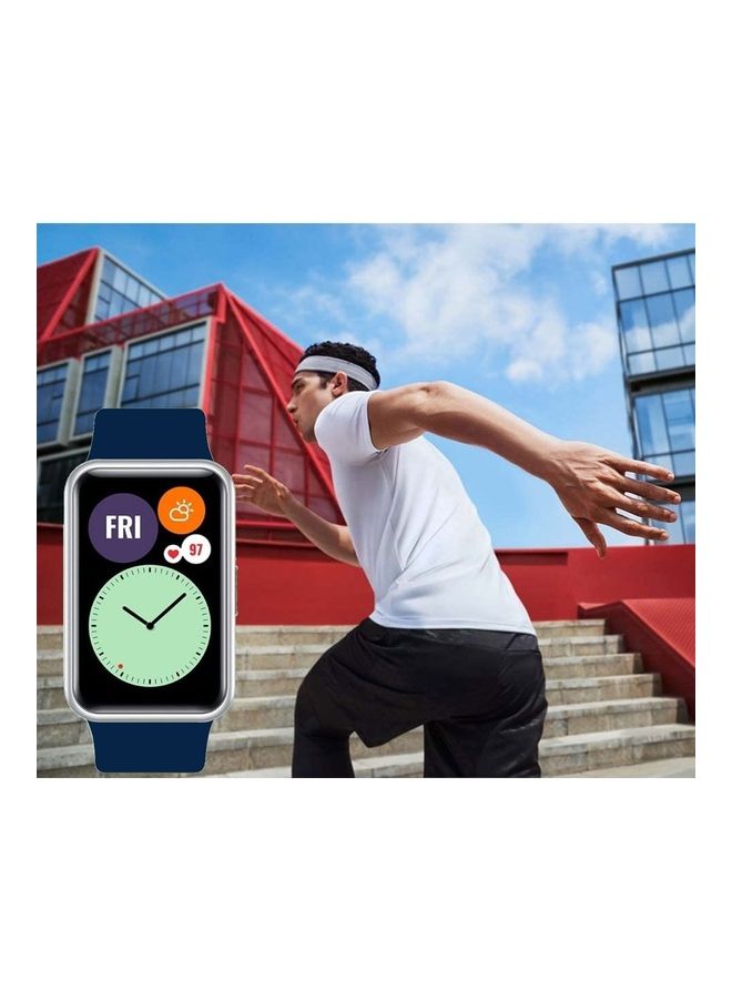 Loquat Adjustable Silicone Sport Watch Bands Replacement Wristband Compatible With Huawei Watch Fit 2 Dark Blue - Image 5