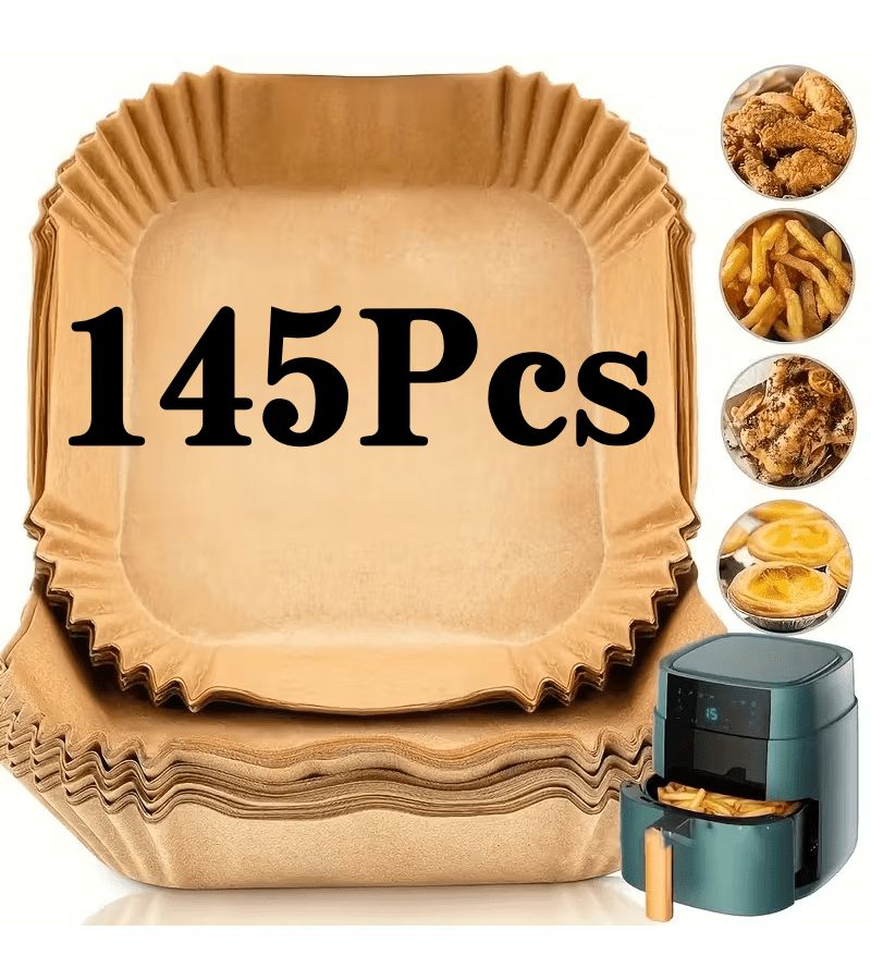 145 قطعة من ورق الزبدة غير اللاصق القابل للاستخدام الواحد لفرن الهواء والميكروويف مقاوم لدرجات الحرارة العالية - Image 1