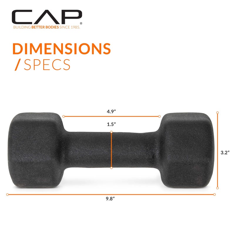 CAP Barbell 10 LB Neoprene Dumbbell Hand Weights - Pair | Black - Image 4