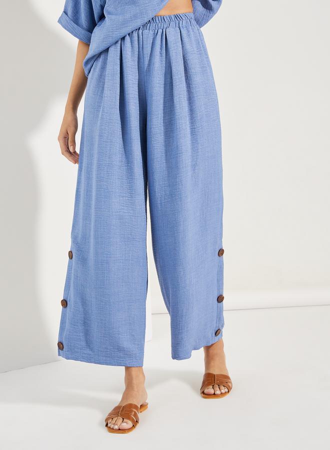 Styli Denim Look Top & Button Detail Pants Modest Set  - Image 5