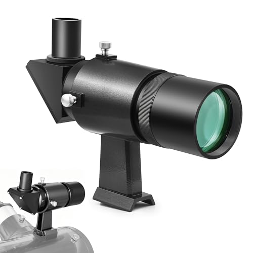 Astromania Finder Scope, 9x50 Right Angle Metal Optical Finderscope for Astronomical Telescope with Crosshair and Bracket, Fully Multi-Coated Upright Corrected Image Telescope Finder - Image 1