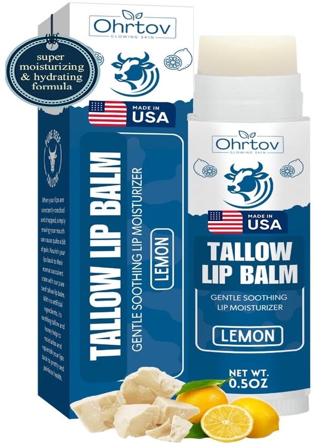 Ohrtov Beef Tallow Lip Balm – Natural Tallow Beeswax Chapstick – Hydrating Moisturizer Grass Fed Bison Tallow Balm Lip Care – Soothes Chapped, Dry Lips, Sensitive Skin – Long Lasting & Vitamin Rich USA-Made - Image 1