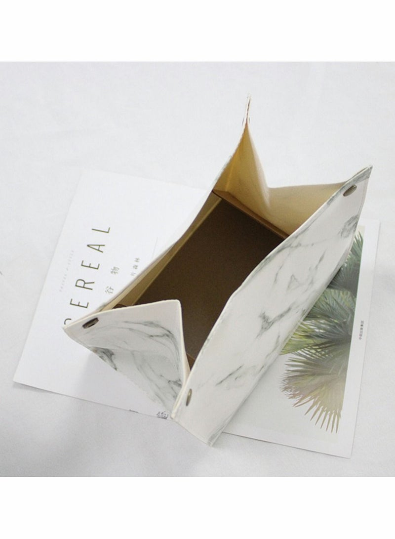 PU Leather Paper Facial Tissue Box Cover Holder, Case Container Marble Pattern Napkin Papers Bag Pouch Decoration for Home Car - Image 4