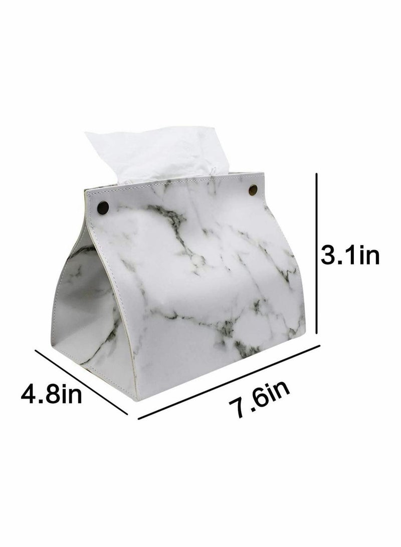 PU Leather Paper Facial Tissue Box Cover Holder, Case Container Marble Pattern Napkin Papers Bag Pouch Decoration for Home Car - Image 5