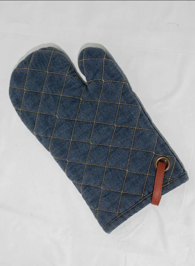 كيوريت هوم Apron and Oven Mitts  Denim Set- 100% Cotton