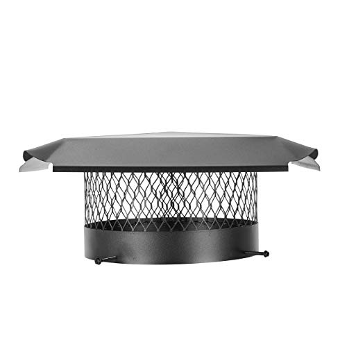 HY-C Draft King CBO12 Round Bolt On Black Galvanized Steel Single Flue Chimney Cap, 12" Diameter - Image 1