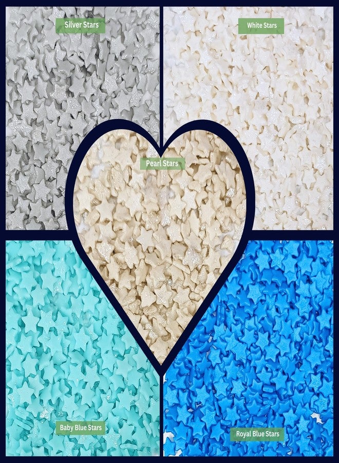 Confect Christmas Sprinkles | Frozen Sprinkles for Baking & Cake Decorative | Christmas jimmies |stars Sprinkle Pack of 5 -Blue, White, Gold and silver color Dessert Decorating -140 Gms - Image 3