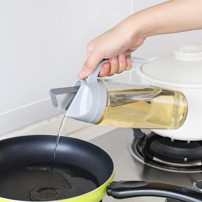 VDHJA Oil Dispenser Auto Flip Olive Oil Glass Bottle Leak Proof Condiment Container with Automatic Cap and Stopper Glass Bottles for Kitchen Cooking 600 ml Multi Color - Image 2
