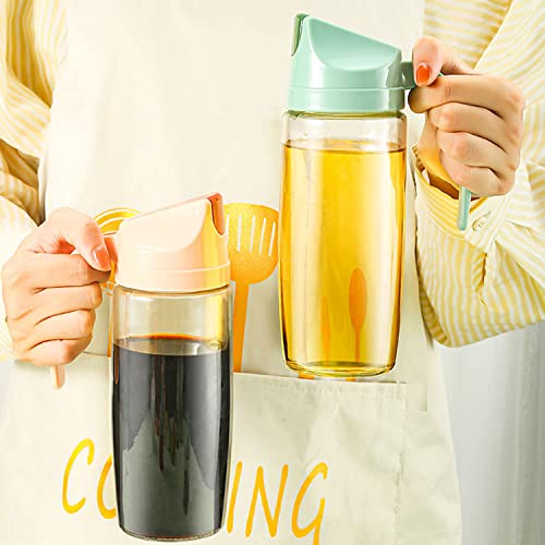 VDHJA Oil Dispenser Auto Flip Olive Oil Glass Bottle Leak Proof Condiment Container with Automatic Cap and Stopper Glass Bottles for Kitchen Cooking 600 ml Multi Color - Image 3