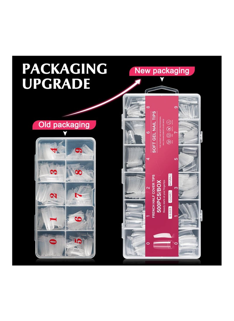 Y&D 500PCS False Acrylic Fingernails Full Cover French Artificial Nails Tip Manicure with Box of 10 Sizes for Nail Tips Art Salons and Home DIY Clear  - Image 5