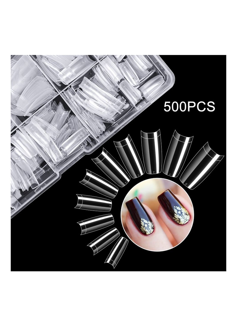 Y&D 500PCS False Acrylic Fingernails Full Cover French Artificial Nails Tip Manicure with Box of 10 Sizes for Nail Tips Art Salons and Home DIY Clear  - Image 4