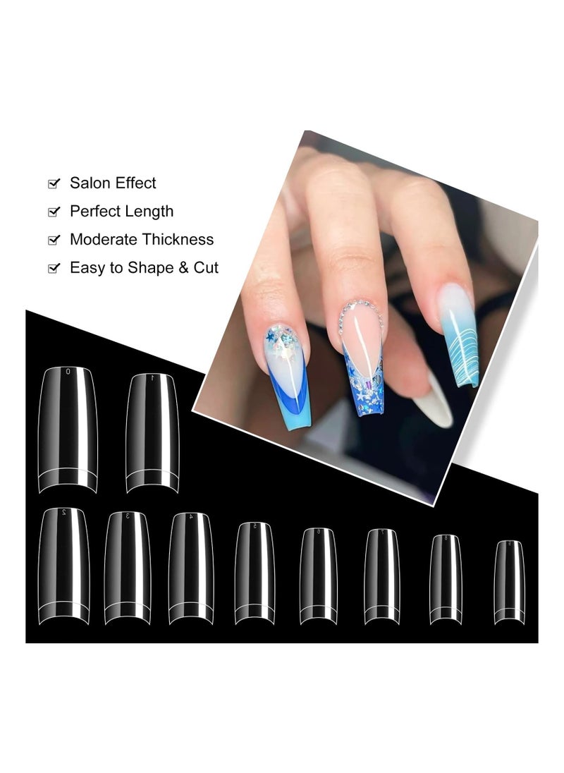 Y&D 500PCS False Acrylic Fingernails Full Cover French Artificial Nails Tip Manicure with Box of 10 Sizes for Nail Tips Art Salons and Home DIY Clear  - Image 3