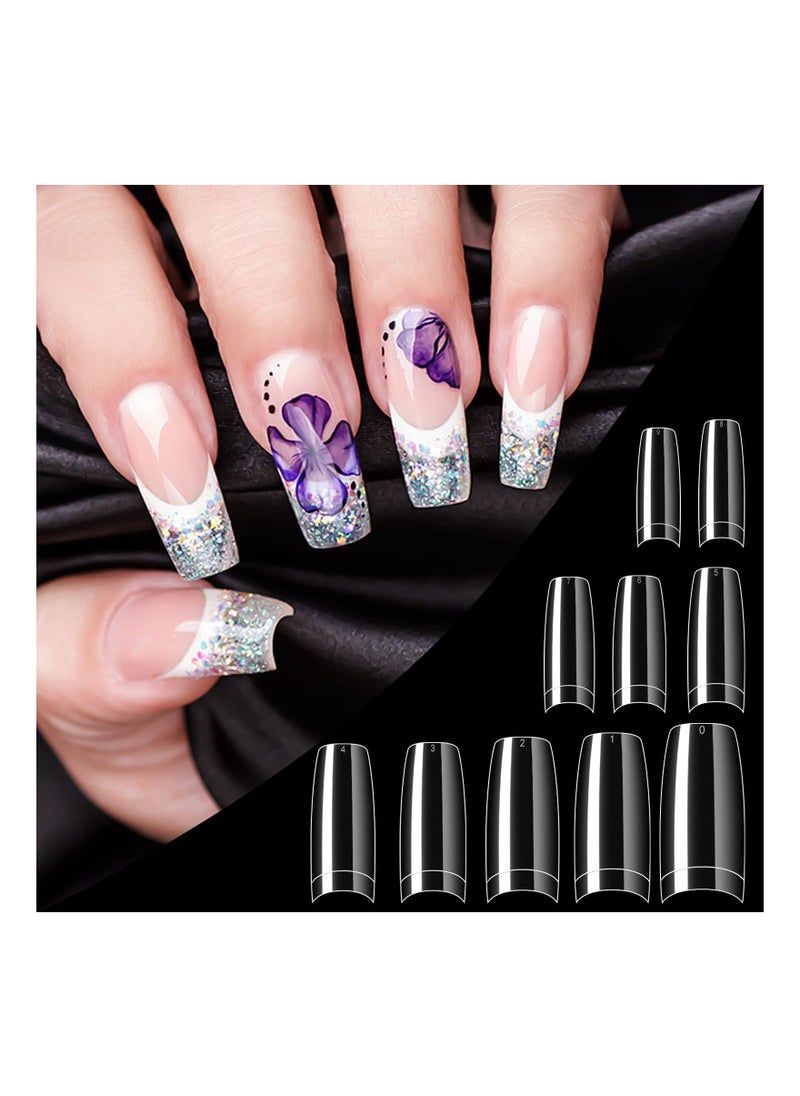 Y&D 500PCS False Acrylic Fingernails Full Cover French Artificial Nails Tip Manicure with Box of 10 Sizes for Nail Tips Art Salons and Home DIY Clear  - Image 2