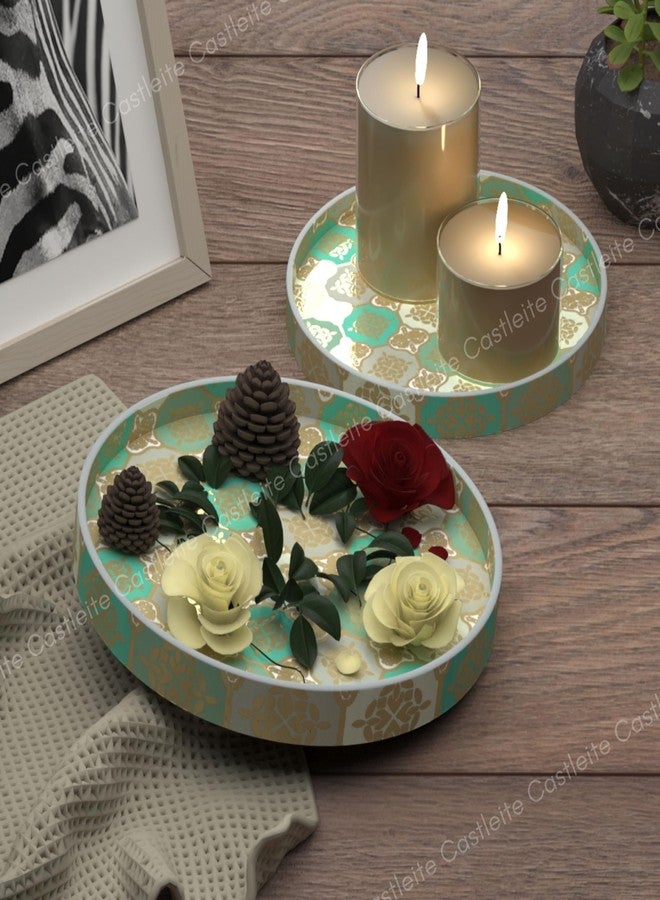 Castleite Ember Decorative Round Wooden Tray Set of 2 Handcrafted Trays for Serving, Use in Kitchen, Dining Table, Decor or Storage - Epoxy Resin Coated - Large, Small (Nobreza) - Image 3