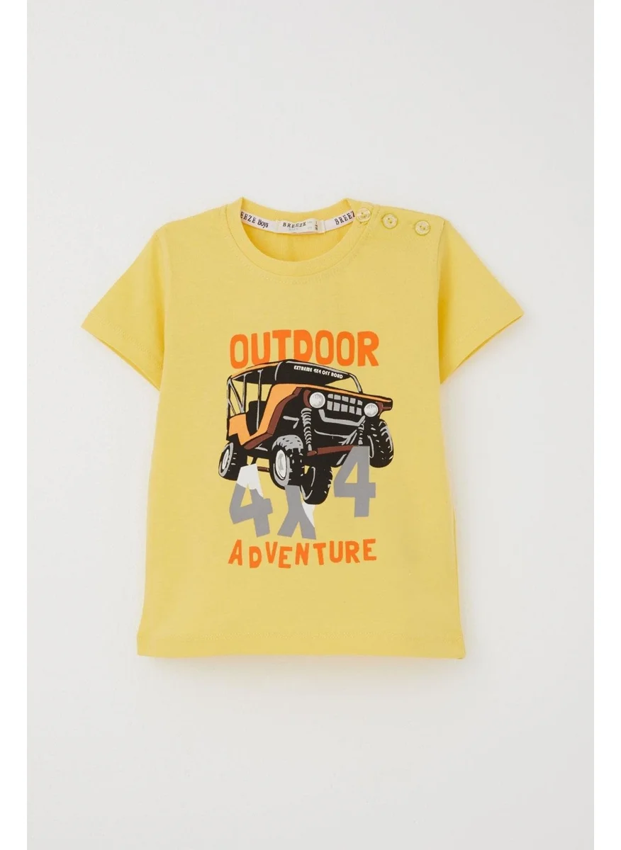 بريز Boy's Shorts Set Adventure Themed Car Printed 1.5-5 Years, Yellow