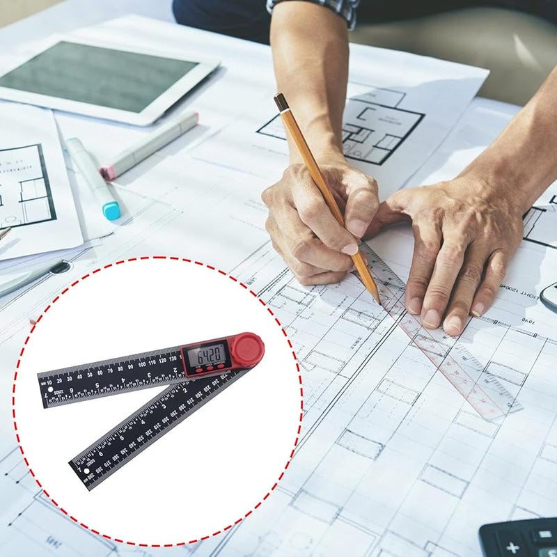 Digital Protractor with Backlit LCD Display 0 to 300mm Scale Ruler for Construction Drafting - Image 3