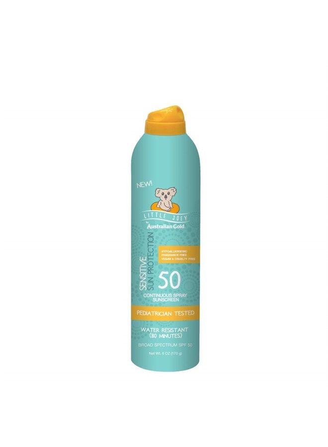 Australian Gold Australian gold little joey continuous spray, spf 50 broad spectrum water resistant for up to 80 minutes pediatrician tested hypoallergenic fragrance free, 6 Ounce, A70915 - Image 1