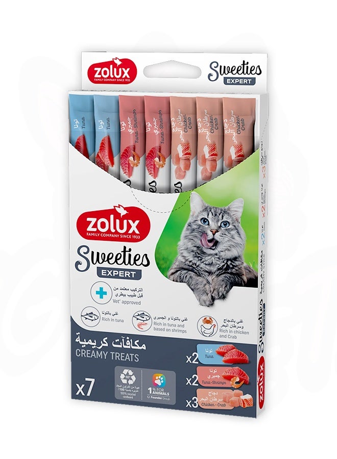 ZOLUX Sweeties Mixed of Tuna, Crabs And Shrimp Treats for Cats – 14 GM (Pack Of 7) - Image 1