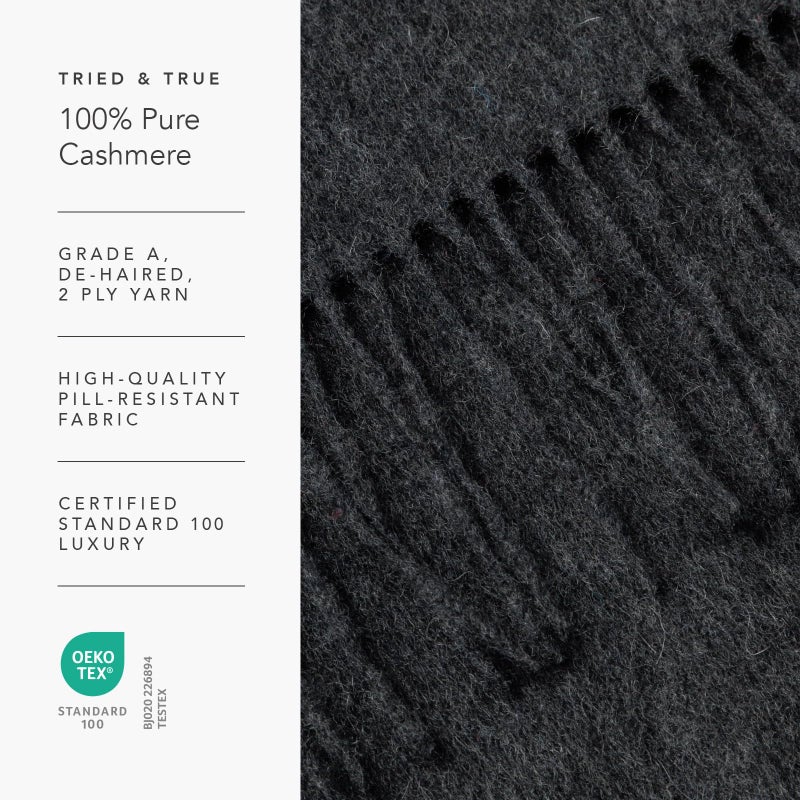 Fishers Finery Women's 100% Pure Cashmere Scarf; Super Soft (Charcoal) - Image 5
