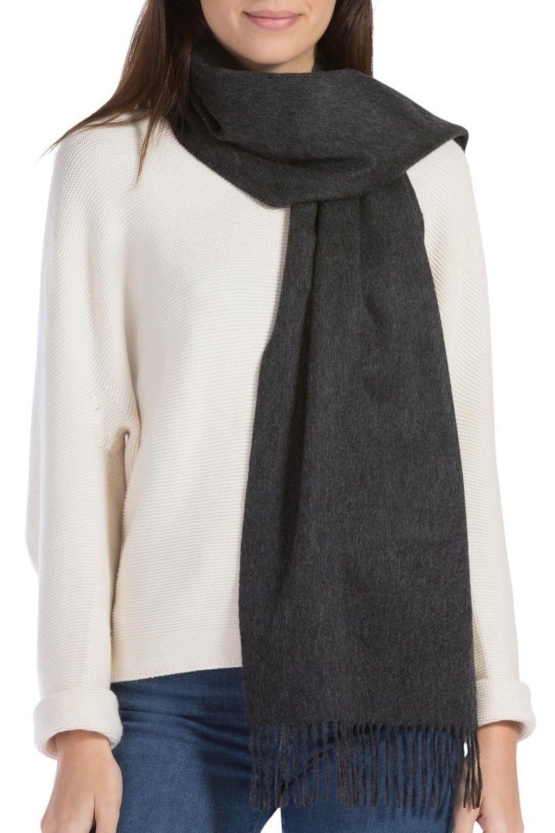 Fishers Finery Women's 100% Pure Cashmere Scarf; Super Soft (Charcoal) - Image 1