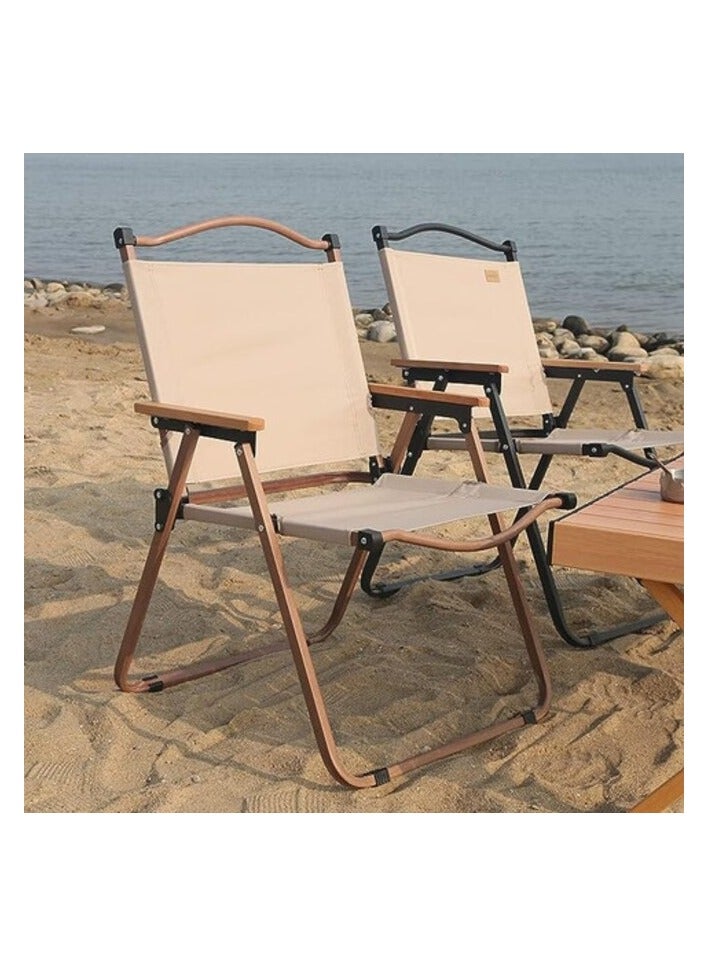 يولان كراسي تخييم خارجية قابلة للطي من يولان، كراسي الحديقة للكراسي الخارجية القابلة للطي، كرسي تخييم خفيف الوزن ومحمول للتخييم والنزهات، كرسي الشاطئ الخشبي المحبب، Kmty78-0383 - Image 2