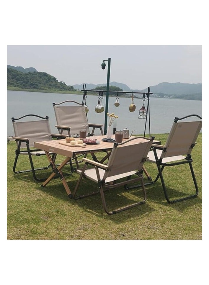 يولان كراسي تخييم خارجية قابلة للطي من يولان، كراسي الحديقة للكراسي الخارجية القابلة للطي، كرسي تخييم خفيف الوزن ومحمول للتخييم والنزهات، كرسي الشاطئ الخشبي المحبب، Kmty78-0383 - Image 5