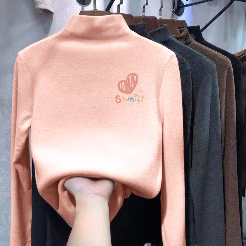 Y2027# Boys And Girls Inner Base Shirt Autumn Clothes Winter Semi-High Neck Long Sleeve T-Shirt Children'S Warm Jacket T - Image 4