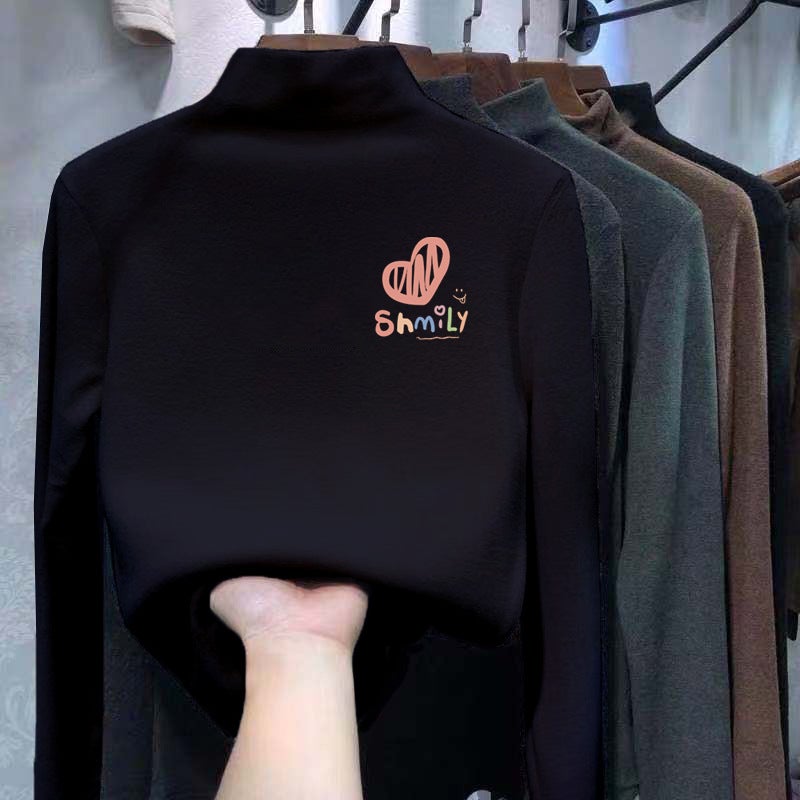 Y2027# Boys And Girls Inner Base Shirt Autumn Clothes Winter Semi-High Neck Long Sleeve T-Shirt Children'S Warm Jacket T - Image 2