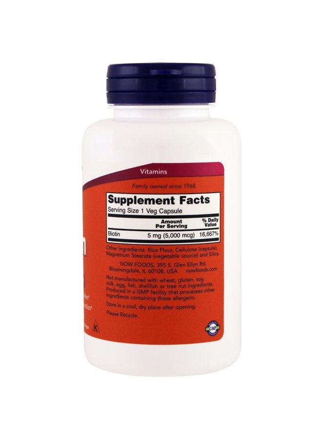 now Biotin 5,000 mcg - 120 VCaps (Pack of 2 Bottles) - Image 2