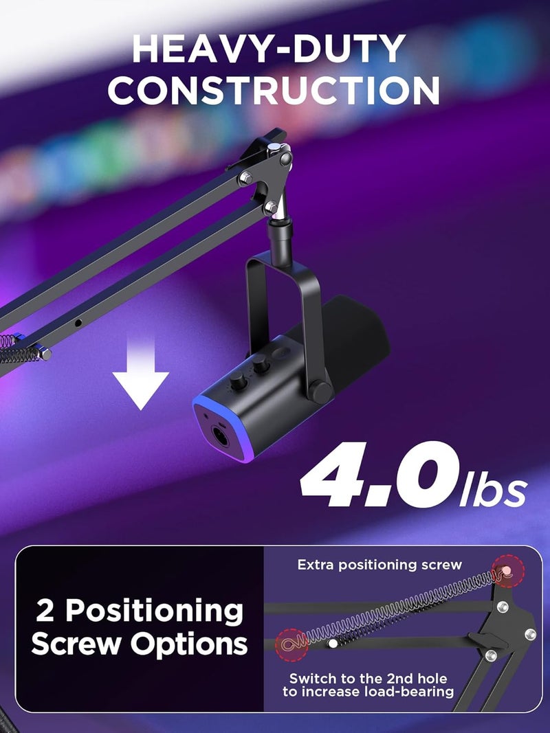 InnoGear Microphone Stand Mic Boom Arm for Blue Yeti HyperX QuadCast S SoloCast Snowball Fifine K669B and other Mic, with Shock Mount Windscreen Pop Filter Mic Clip Holder Cable Ties, Large - Image 2