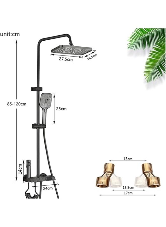 YD Thermostatic Shower Set Rainfall Shower System Wall Mounted Bathroom Shower Mixer with Digital Display Hand Shower Multi Function Shower Panel - Image 5